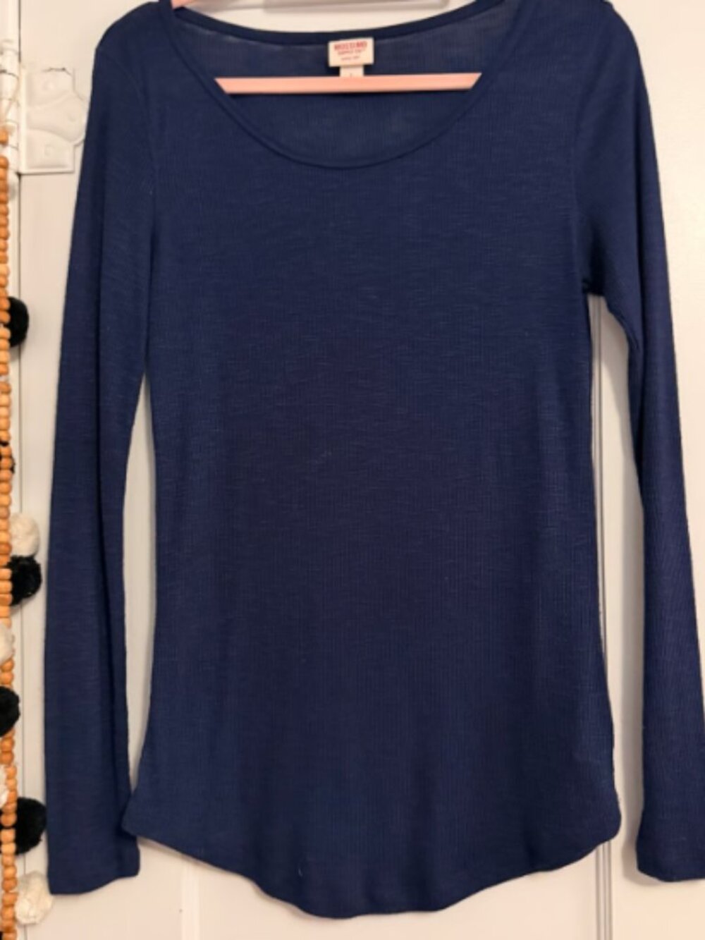Mossimo Supply Co. Size Large Navy Ribbed Long Sleeve Knit Top